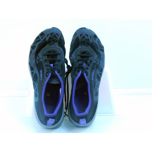 Merrell All Out Soar Running Shoe Womens 8.5 Mesh Black Purple Athletic Trail - Picture 2 of 8